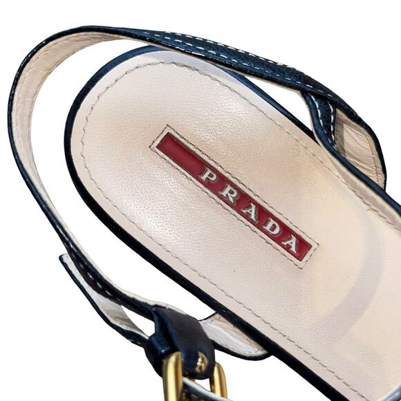 Prada Espadrille Sandals Platform Wedge - Picture 6 of 9